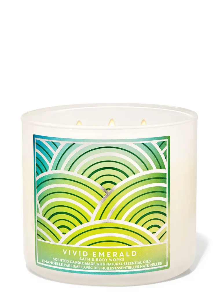 BATH AND BODY WORKS 3 WICKS CANDLES VIVID EMERALD